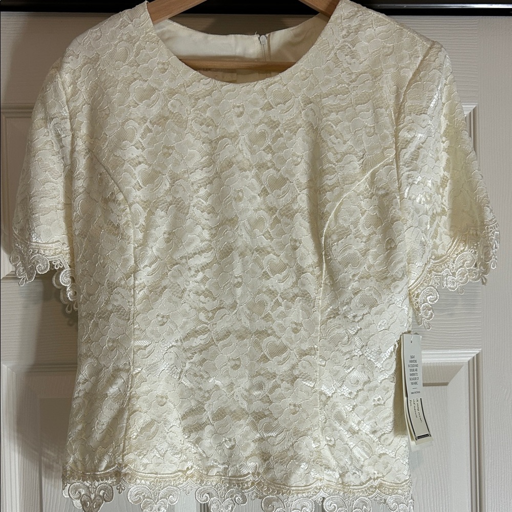 Vintage Scott McClintock Elegant Ivory Lace Size 12 Women's Top Wedding NWT